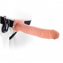 11 Inch Vibrating Hollow Strap On Flesh