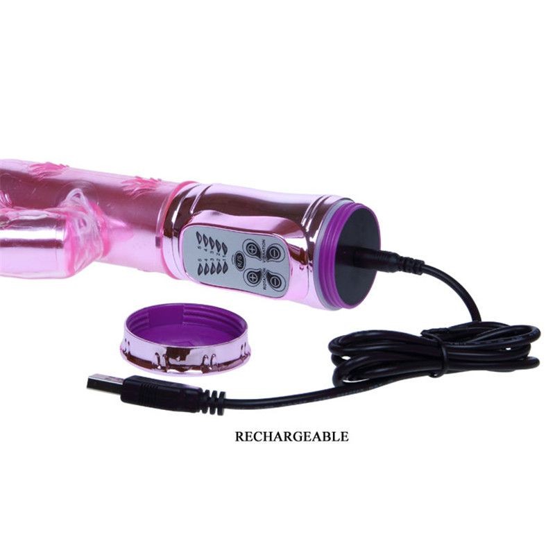 Baile Dual Motors Rabbit Vibrators Usb Rechargeable Av Rotation Beads Massager Stretch Thrusting 