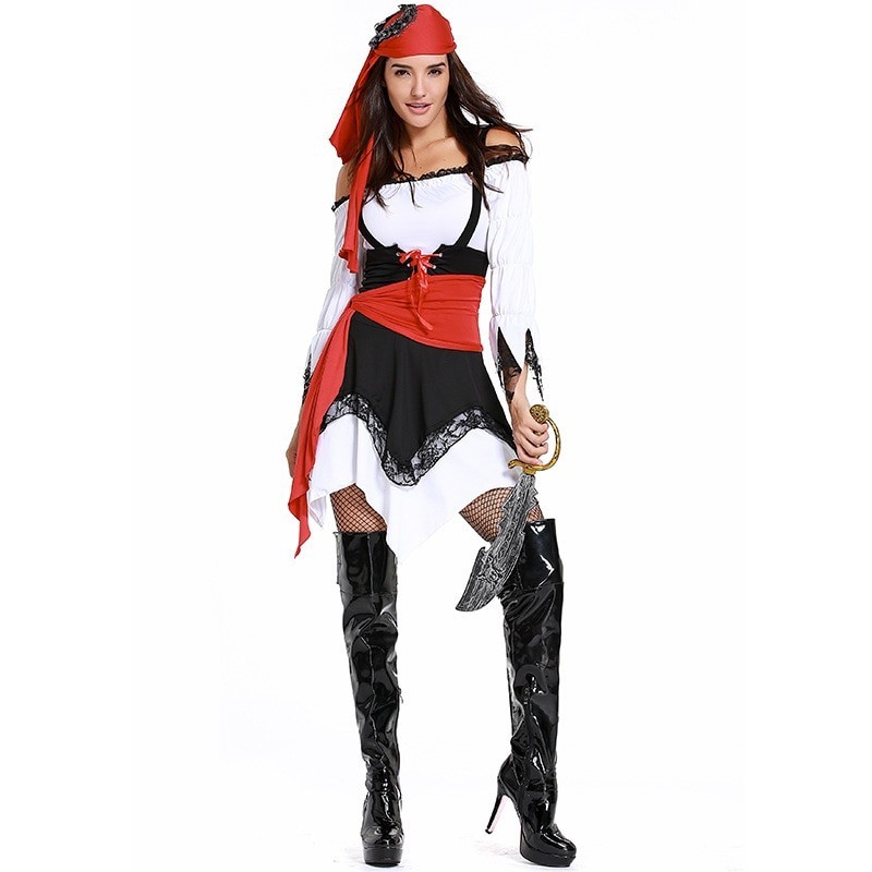 Caribbean Pirate Costumes For Women Sexy Pirate Vixen Costume Game Uniform Fancy Dress Cosplay 7692