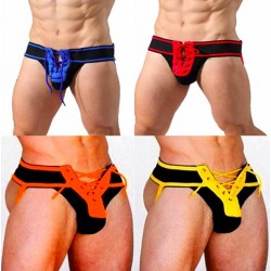 Men Sexy Althetic Strap Underwear  Expose Backless Lace Up Thong  Boxer-shorts
